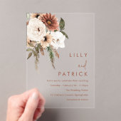 Bohemian Floral Terracotta Wedding Acryl Uitnodigingen (Insitu (Draagbaar))