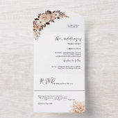 Bohemian Floral Terracotta Wedding All In One Uitnodiging (Binnen)