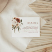 Bohemian Floral Terracotta Wedding Details Informatiekaartje