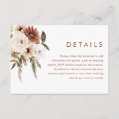 Bohemian Floral Terracotta Wedding Details Informatiekaartje (Voorkant)