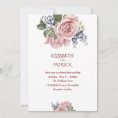 Bohemian Floral Terracotta Wedding Invitation Kaart (Voorkant)