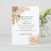 Bohemian Floral Terracotta Wedding Invitation Kaart (Staand voorkant)