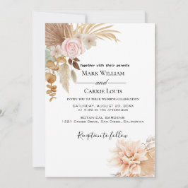 Bohemian Floral Terracotta Wedding Invitation Kaart