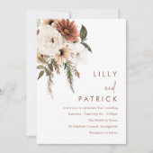 Bohemian Floral Terracotta Wedding Kaart (Voorkant)