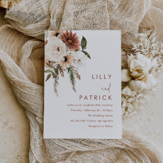 Bohemian Floral Terracotta Wedding Magnetische Uitnodiging