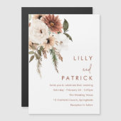Bohemian Floral Terracotta Wedding Magnetische Uitnodiging (Voorkant / Achterkant)
