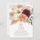 Bohemian Floral Terracotta Wedding Reception Kaart (Voorkant)