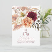 Bohemian Floral Terracotta Wedding Reception Kaart (Staand voorkant)