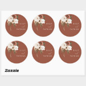 Bohemian Floral Terracotta Wedding Ronde Sticker (Vel)