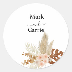 Bohemian Floral Terracotta Wedding Ronde Sticker