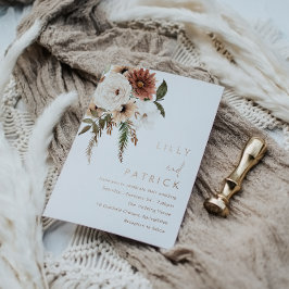 Bohemian Floral Terracotta Wedding Roos Gold Folie Uitnodiging