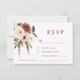 Bohemian Floral Terracotta Wedding RSVP Kaartje