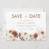 Bohemian Floral Terracotta Wedding Save The Date (Voorkant)