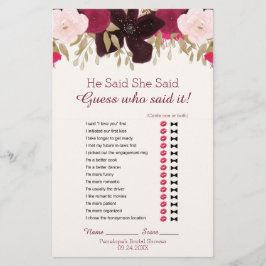 Bohemian Floral Wedal Word Search Shower Game