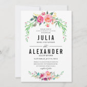 Bohemian Floral Wedding Invitation Kaart (Voorkant)