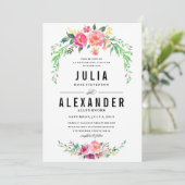 Bohemian Floral Wedding Invitation Kaart (Staand voorkant)