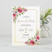 Bohemian Floral Wedding Kaart (Staand voorkant)