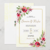 Bohemian Floral Wedding Kaart (Voorkant / Achterkant)