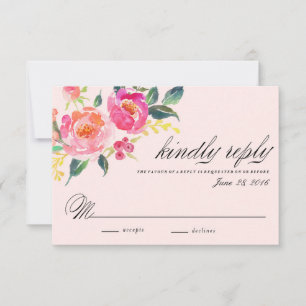 Bohemian Floral Wedding-kaart RSVP Kaartje