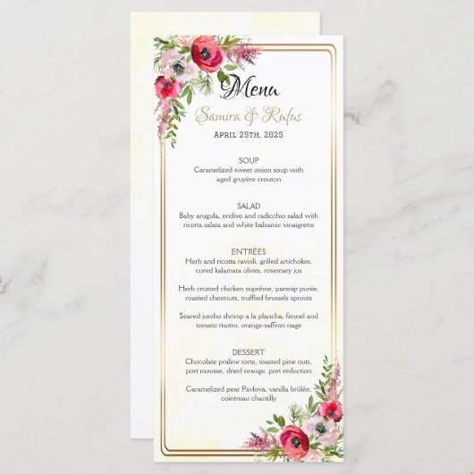 Bohemian Floral Wedding Menu (Voorkant / Achterkant)