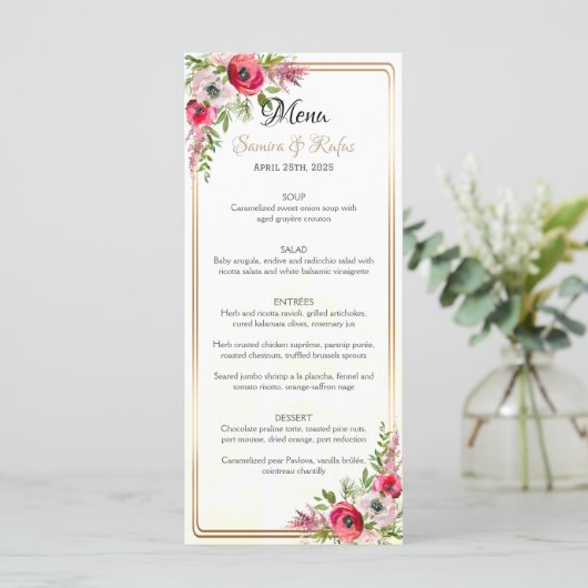 Bohemian Floral Wedding Menu (Staand voorkant)