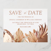 Bohemian Floral Wedding Save the Date Roos Gold Folie Uitnodiging Briefkaart (Voorkant)
