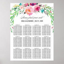 Bohemian Floral Wedding Seating Chart Poster
