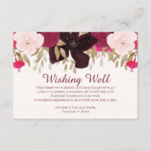 Bohemian Floral Wedding Wishing Well Insert Kaart