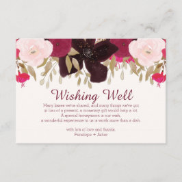 Bohemian Floral Wedding Wishing Well Insert Kaart