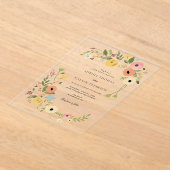 Bohemian Floral Wildflower bruiloft Acryl Uitnodigingen (Laagn)