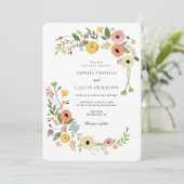 Bohemian Floral Wildflower bruiloft Kaart (Staand voorkant)