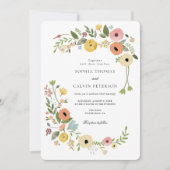 Bohemian Floral Wildflower bruiloft Kaart (Voorkant)