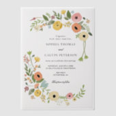 Bohemian Floral Wildflower bruiloft Vellum Uitnodigingen (Voorkant)