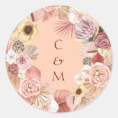 Bohemian Floral Wreath Caramel Initials Stickers (Voorkant)