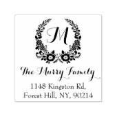 Bohemian Floral Wreator Monogram Aangepast Zelfinktende Stempel (Design)