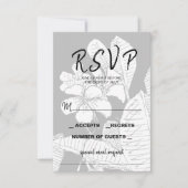 Bohemian Floral Zwart Wit RSVP-kaart RSVP Kaartje (Voorkant)