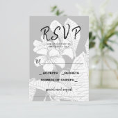 Bohemian Floral Zwart Wit RSVP-kaart RSVP Kaartje (Staand voorkant)
