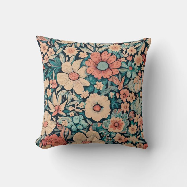 Bohemian Flower Fabric Kussen (Voorkant)