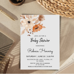 Bohemian Flower minimalistisch baby shower bewerkb Kaart