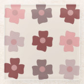 Bohemian Flower Pink Brown Pattern Glazen Onderzetter (Voorkant)