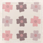 Bohemian Flower Pink Brown Pattern Glazen Onderzetter (Voorkant)