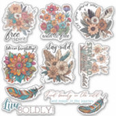 Bohemian Flowers Collectie Waterdicht Sticker (Voorkant)
