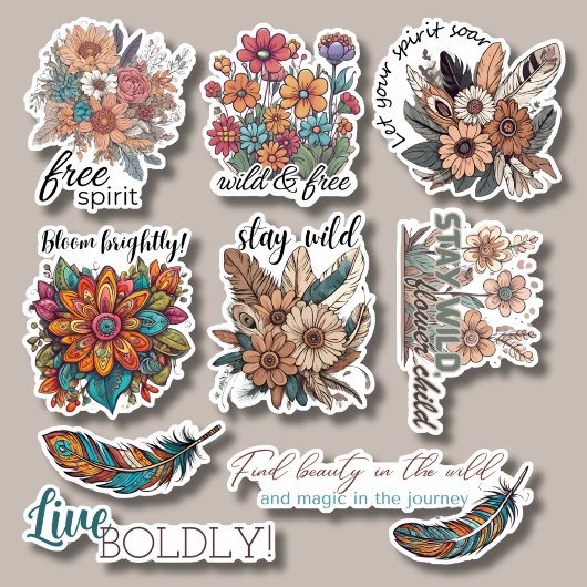 Bohemian Flowers Collectie Waterdicht Sticker