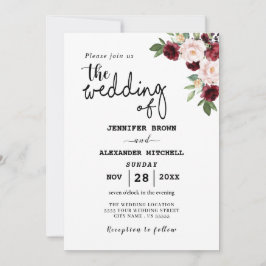 Bohemian Flowers Elegance Wedding Invitation Kaart