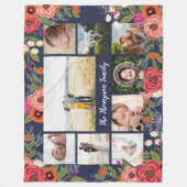 Bohemian Flowers Family Foto Collage Nine Fleece Deken (Voorkant)