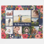 Bohemian Flowers Family Foto Collage Nine Fleece Deken (Voorkant (Horizontaal))