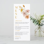 Bohemian Flowers Menu, Whimsical Vrijgezellenfeest Menu (Staand voorkant)