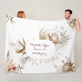 Bohemian Flowers Wedding Couple Fleece Deken