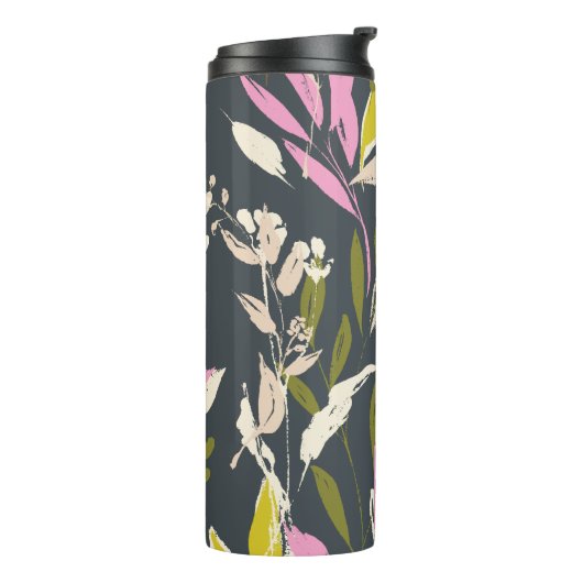 Bohemian Foliage Pattern Monogram Thermal Tumbler Thermosbeker (Gedraaid links)