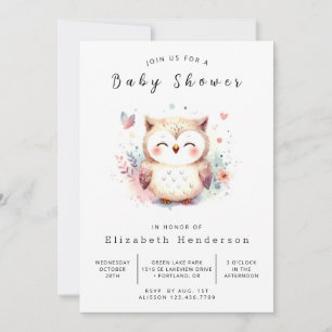 bohemian forest owl Baby shower Kaart